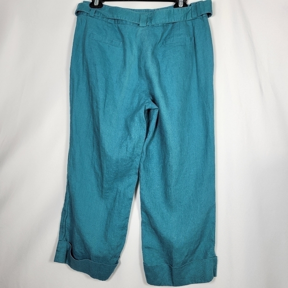 Rafaella 100% Linen Women's Aqua Blue Pants in a Size 10 - Picture 2 of 10